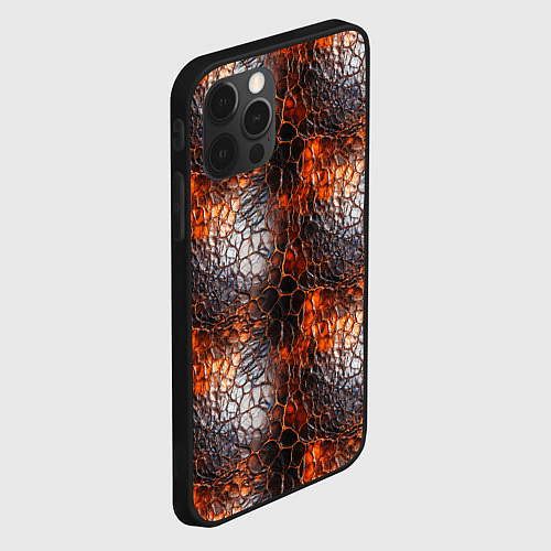 Чехол iPhone 12 Pro Текстура дорогой кожи паттерн / 3D-Черный – фото 2