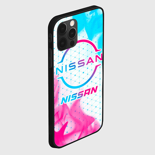 Чехол iPhone 12 Pro Nissan neon gradient style / 3D-Черный – фото 2