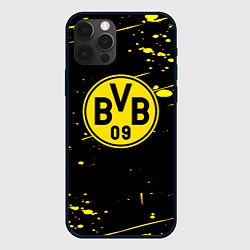 Чехол для iPhone 12 Pro Borussia yellow splash, цвет: 3D-черный