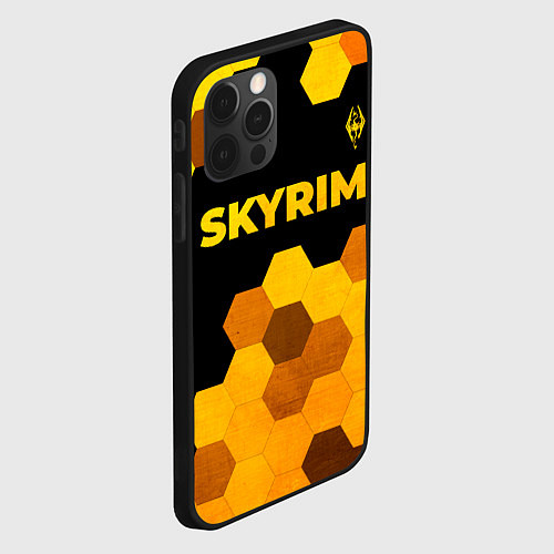 Чехол iPhone 12 Pro Skyrim - gold gradient посередине / 3D-Черный – фото 2