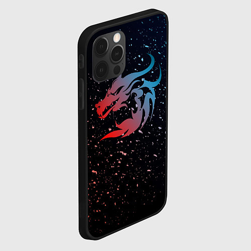Чехол iPhone 12 Pro Дракон млечный путь / 3D-Черный – фото 2