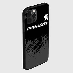 Чехол для iPhone 12 Pro Peugeot speed на темном фоне со следами шин посере, цвет: 3D-черный — фото 2
