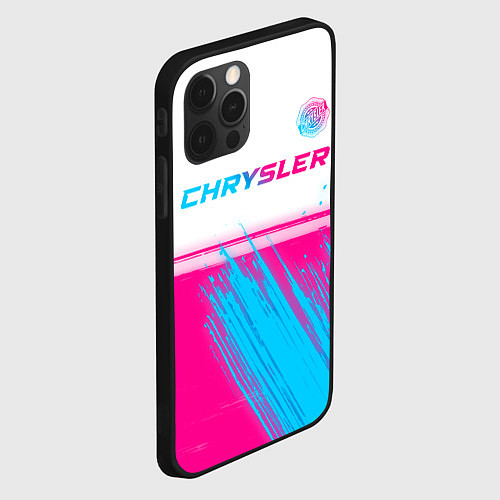 Чехол iPhone 12 Pro Chrysler neon gradient style посередине / 3D-Черный – фото 2