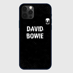 Чехол для iPhone 12 Pro David Bowie glitch на темном фоне посередине, цвет: 3D-черный