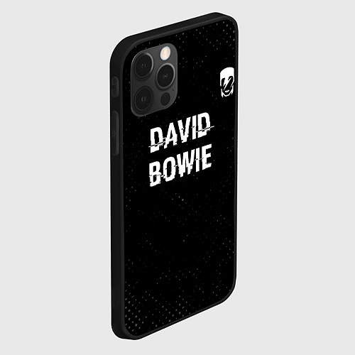 Чехол iPhone 12 Pro David Bowie glitch на темном фоне посередине / 3D-Черный – фото 2