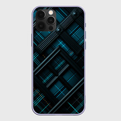 Чехол для iPhone 12 Pro Тёмно-синяя диагональная клетка в шотландском стил, цвет: 3D-светло-сиреневый
