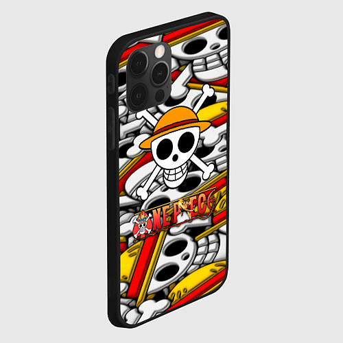Чехол iPhone 12 Pro One Piece logo pattern pirat / 3D-Черный – фото 2