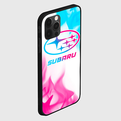 Чехол iPhone 12 Pro Subaru neon gradient style / 3D-Черный – фото 2