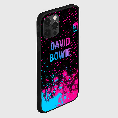 Чехол iPhone 12 Pro David Bowie - neon gradient посередине / 3D-Черный – фото 2