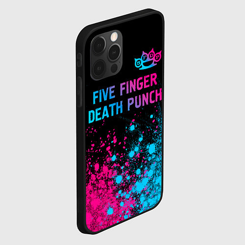 Чехол iPhone 12 Pro Five Finger Death Punch - neon gradient посередине / 3D-Черный – фото 2