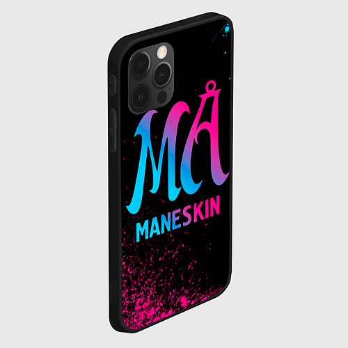 Чехол iPhone 12 Pro Maneskin - neon gradient / 3D-Черный – фото 2