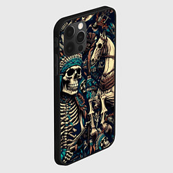 Чехол для iPhone 12 Pro Татуировка скелета индейца и ковбоя в техасе, цвет: 3D-черный — фото 2