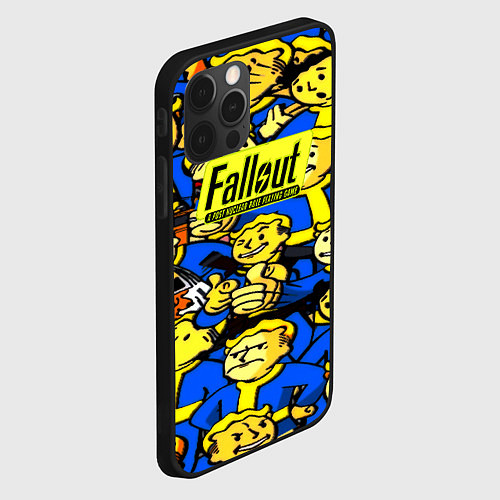 Чехол iPhone 12 Pro Fallout logo game / 3D-Черный – фото 2