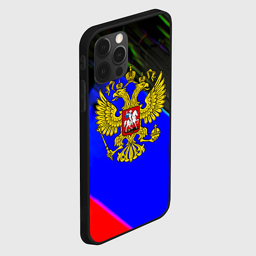 Чехол iPhone 12 Pro Герб РФ патриотический стиль / 3D-Черный – фото 2