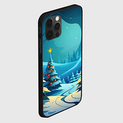Чехол для iPhone 12 Pro Новогодние елки в снегу, цвет: 3D-черный — фото 2