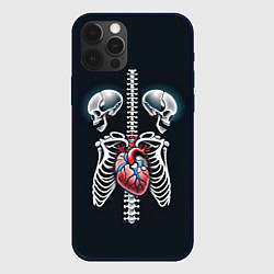 Чехол для iPhone 12 Pro Два сросшихся скелета и сердце, цвет: 3D-черный