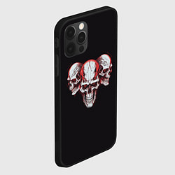 Чехол для iPhone 12 Pro Три красные черепа, цвет: 3D-черный — фото 2