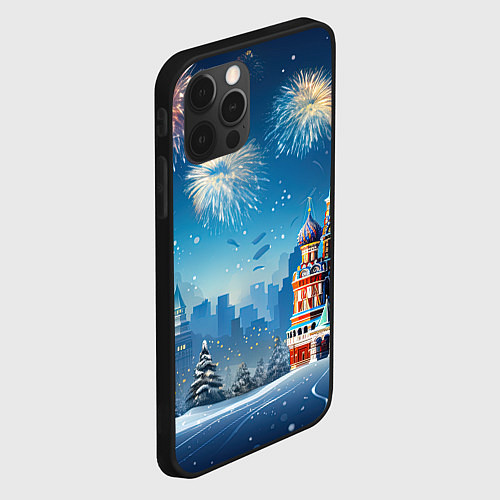Чехол iPhone 12 Pro Новогодняя Москва / 3D-Черный – фото 2