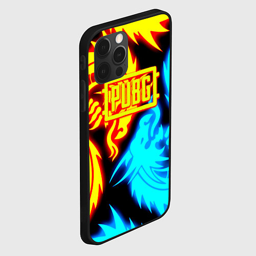 Чехол iPhone 12 Pro PUBG dgragon flame steel / 3D-Черный – фото 2