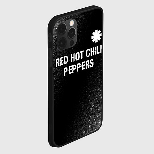 Чехол iPhone 12 Pro Red Hot Chili Peppers glitch на темном фоне посере / 3D-Черный – фото 2