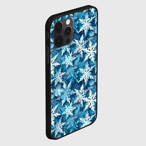 Чехол iPhone 12 Pro New Years pattern with snowflakes / 3D-Черный – фото 2