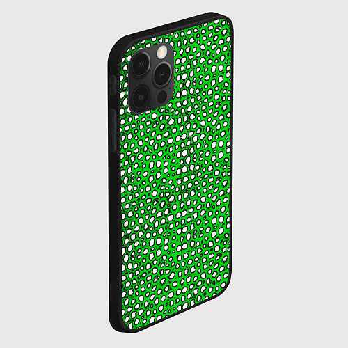 Чехол iPhone 12 Pro Белые пузырьки на зелёном фоне / 3D-Черный – фото 2