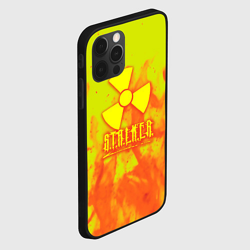 Чехол iPhone 12 Pro Stalker yellow flame / 3D-Черный – фото 2