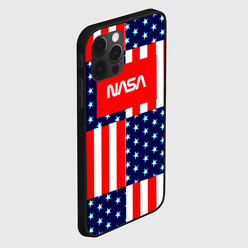 Чехол iPhone 12 Pro NASA usa space logo / 3D-Черный – фото 2