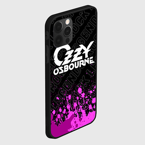 Чехол iPhone 12 Pro Ozzy Osbourne rock legends посередине / 3D-Черный – фото 2