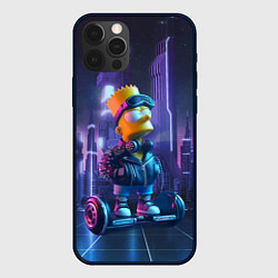 Чехол для iPhone 12 Pro Bart Simpson on a gyro scooter - ai art, цвет: 3D-черный