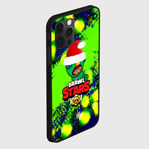 Чехол iPhone 12 Pro Brawl stars leon green color / 3D-Черный – фото 2