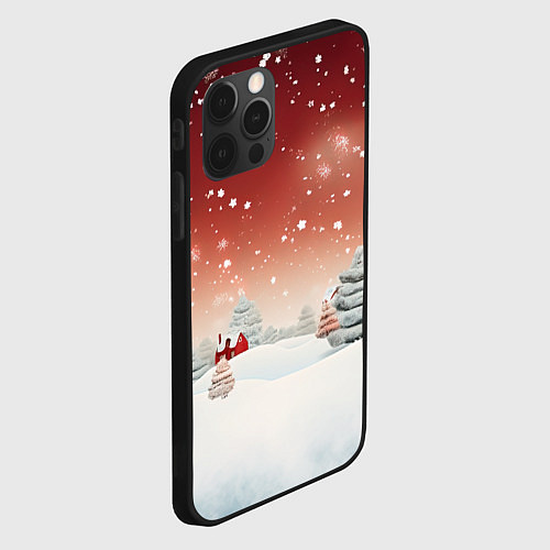 Чехол iPhone 12 Pro Огни рождественского города / 3D-Черный – фото 2