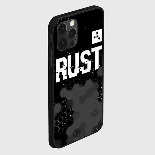 Чехол iPhone 12 Pro Rust glitch на темном фоне посередине / 3D-Черный – фото 2