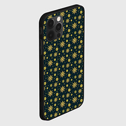 Чехол для iPhone 12 Pro Декоративные снежинки с золотым блеском, цвет: 3D-черный — фото 2