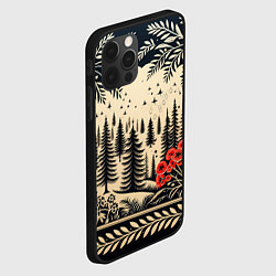 Чехол для iPhone 12 Pro Новогодний лес с узорами, цвет: 3D-черный — фото 2