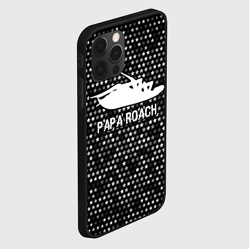 Чехол iPhone 12 Pro Papa Roach glitch на темном фоне / 3D-Черный – фото 2