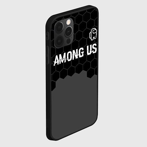 Чехол iPhone 12 Pro Among Us glitch на темном фоне посередине / 3D-Черный – фото 2