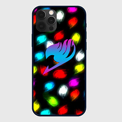 Чехол для iPhone 12 Pro Fairy Tail неоновые лого, цвет: 3D-черный