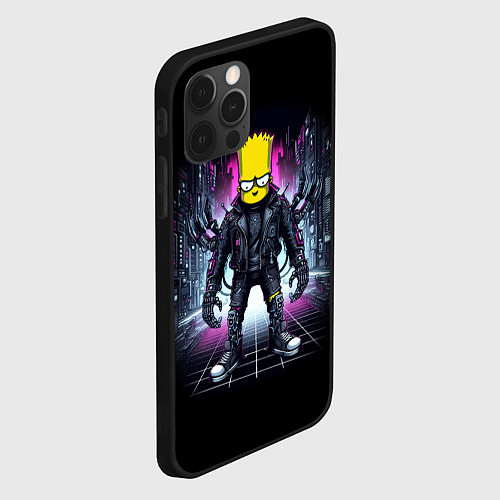 Чехол iPhone 12 Pro Cool Bart Simpson - cyberpunk - ai art / 3D-Черный – фото 2