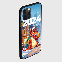 Чехол для iPhone 12 Pro 2024 дракон с шампанским, цвет: 3D-черный — фото 2