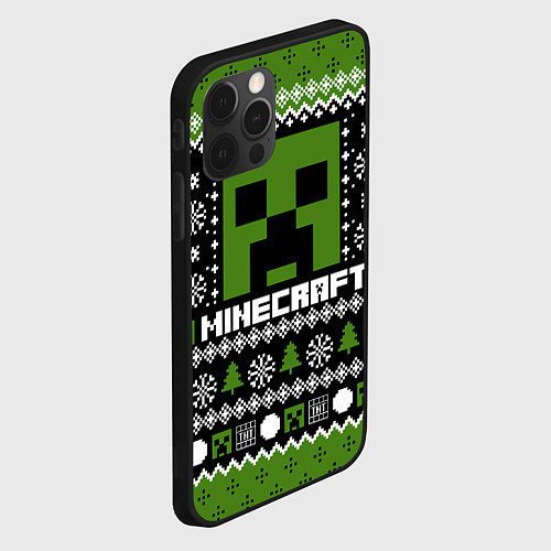 Чехол iPhone 12 Pro Minecraft christmas sweater / 3D-Черный – фото 2