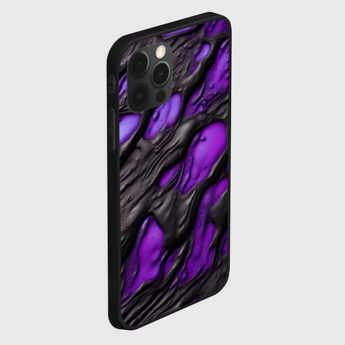Чехол iPhone 12 Pro Фиолетовая текучая субстанция / 3D-Черный – фото 2
