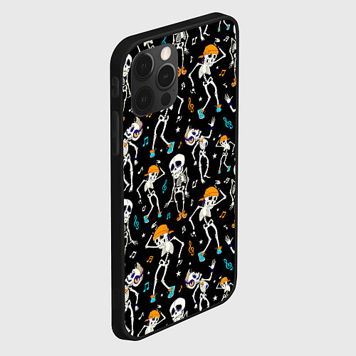 Чехол iPhone 12 Pro Танцующие скелеты на вечеринке / 3D-Черный – фото 2