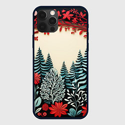 Чехол для iPhone 12 Pro Зимнее кружево, цвет: 3D-черный