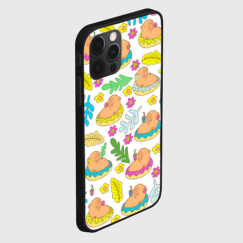 Чехол iPhone 12 Pro Капибары на отдыхе / 3D-Черный – фото 2