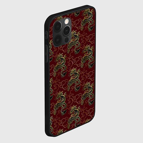 Чехол iPhone 12 Pro Азиатский стиль дракона / 3D-Черный – фото 2