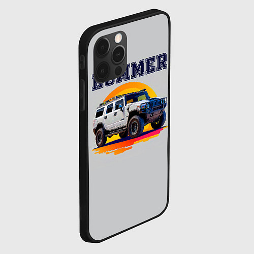 Чехол iPhone 12 Pro Нейросеть - Hummer рисунок / 3D-Черный – фото 2