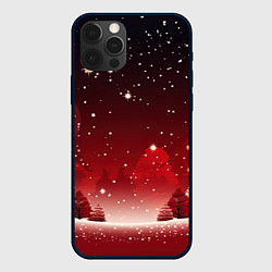 Чехол для iPhone 12 Pro Зимний берег реки с деревьями и льдом, цвет: 3D-черный