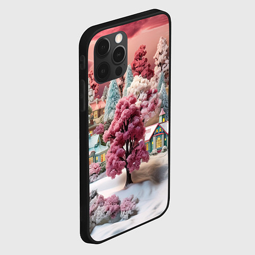 Чехол iPhone 12 Pro Зимний закат новый год / 3D-Черный – фото 2