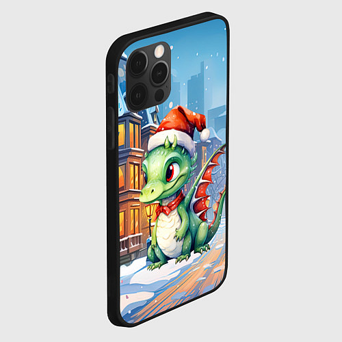 Чехол iPhone 12 Pro Дракон зимний холод / 3D-Черный – фото 2